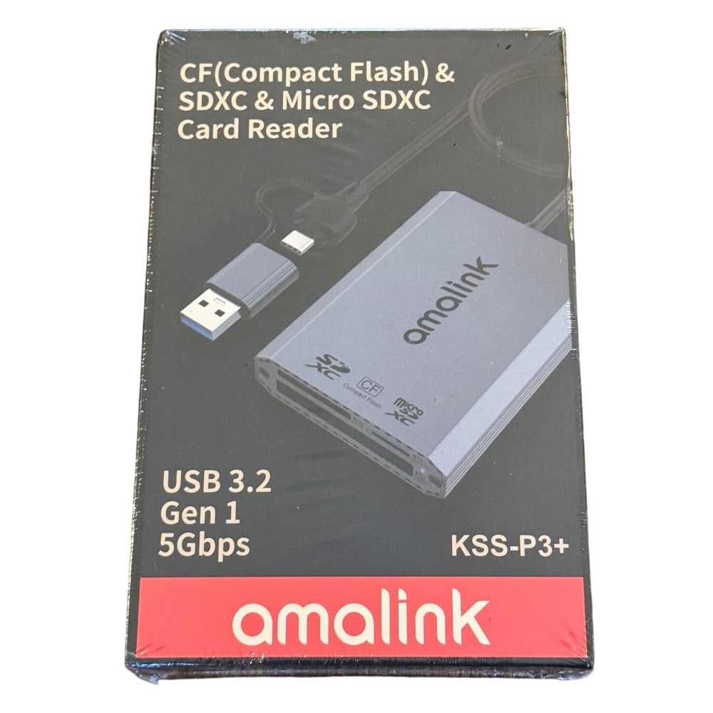 Amalink KSS-P3+ USB 3.2 Gen 1 CF SDXC Micro SDXC 3-Slot Card Reader 5Gbps USB-C